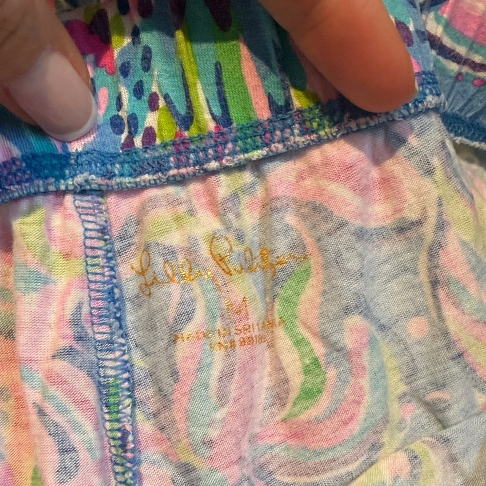 Lilly Pulitzer Pastel Paisley pajama lounge Set in Blue, Pink, Green - Picture 3 of 4